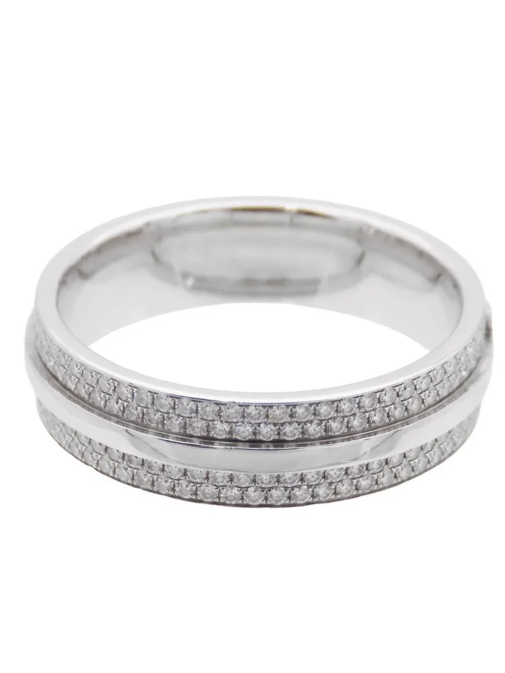 Tiffany & Co T Wide Ring White Gold 18K Diamond Pave